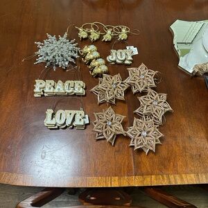 Holiday Ornament Set with Gold and Silver Accents